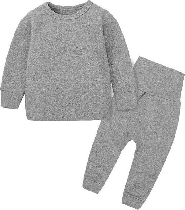 Baby Pyama Set - Zacht katoen Nachtkleding - Maat 80 - Grijs