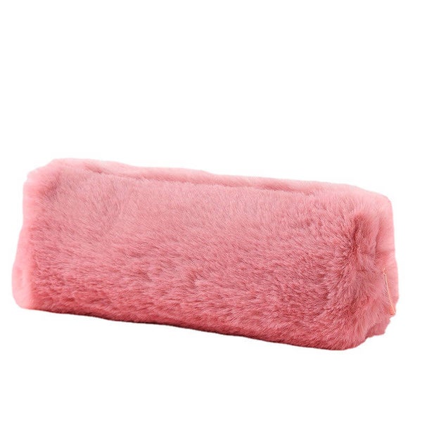 Fluffly oudroze meisjes etui - pennenzak