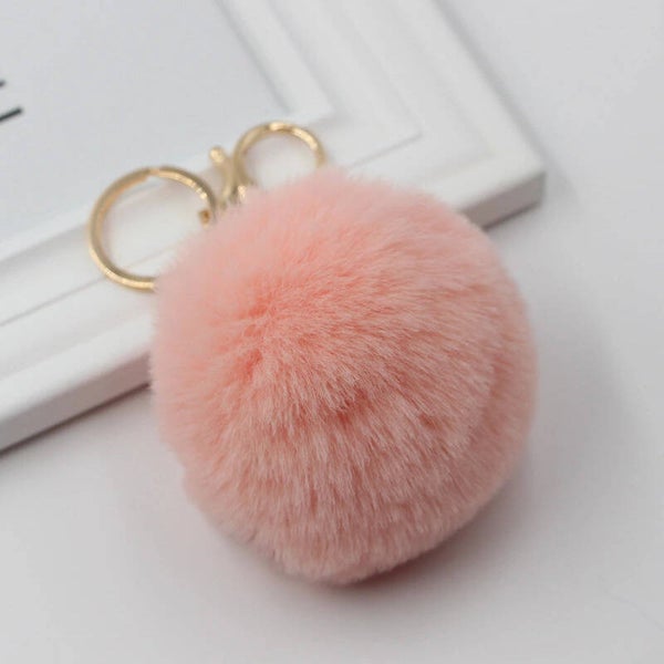 Sleutelhanger Pomom - Roze Fluffy