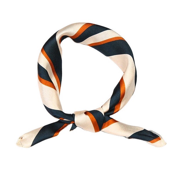 Elegant Stijlvol Hals sjaaltje - nek sjaaltje - Wit  -Lichtbruin - donkerblauw - 50x50 cm