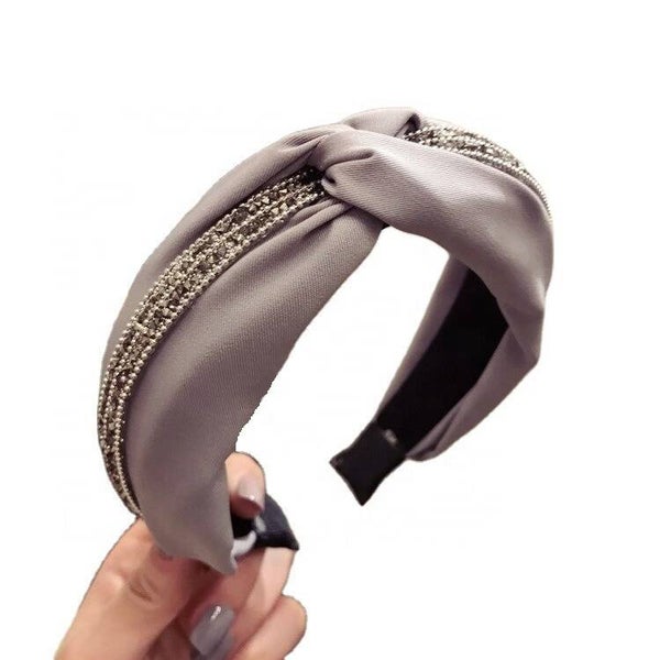 Diadeem Grijs Dames - twist - knoop - met kristallen - Valt gemiddeld tot groot