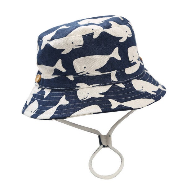 Zonnehoedje Vissershoedje - blauw walvis - baby dreumes (3-15 maanden) - Maat 48