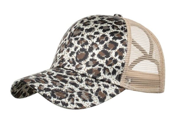 Luipaard print Dames paardenstaart Pet