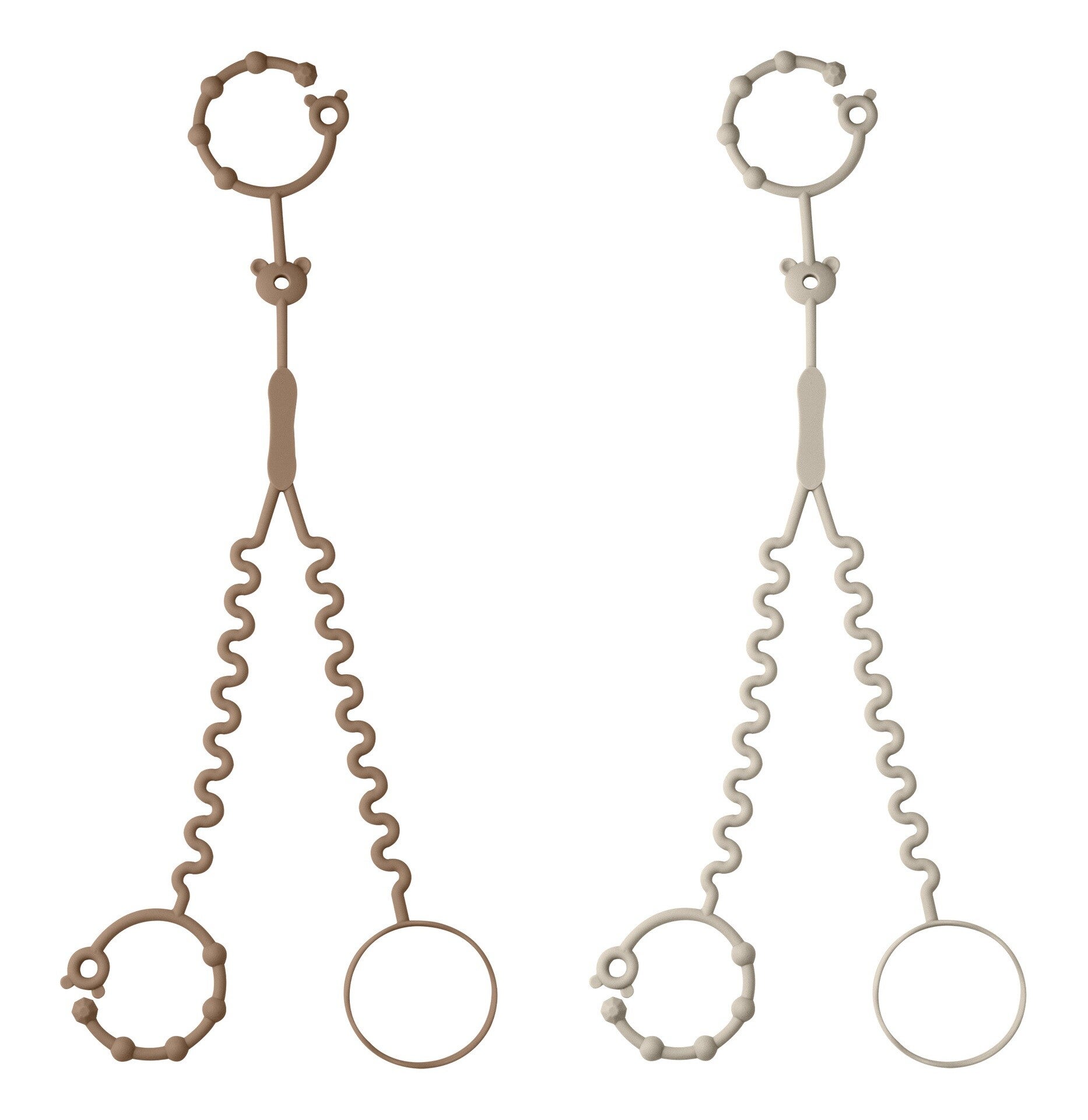 Verstelbare Siliconen Baby Koorden – Set van 2 (Bruin & Licht Taupe) – BPA-vrij & Vaatwasser-veilig - 40-50 cm