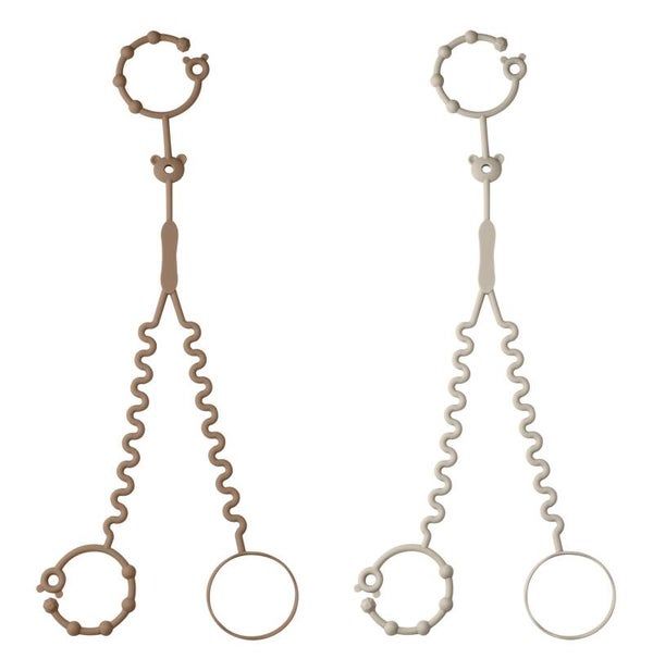 Verstelbare Siliconen Baby Koorden – Set van 2 (Bruin & Licht Taupe) – BPA-vrij & Vaatwasser-veilig - 40-50 cm