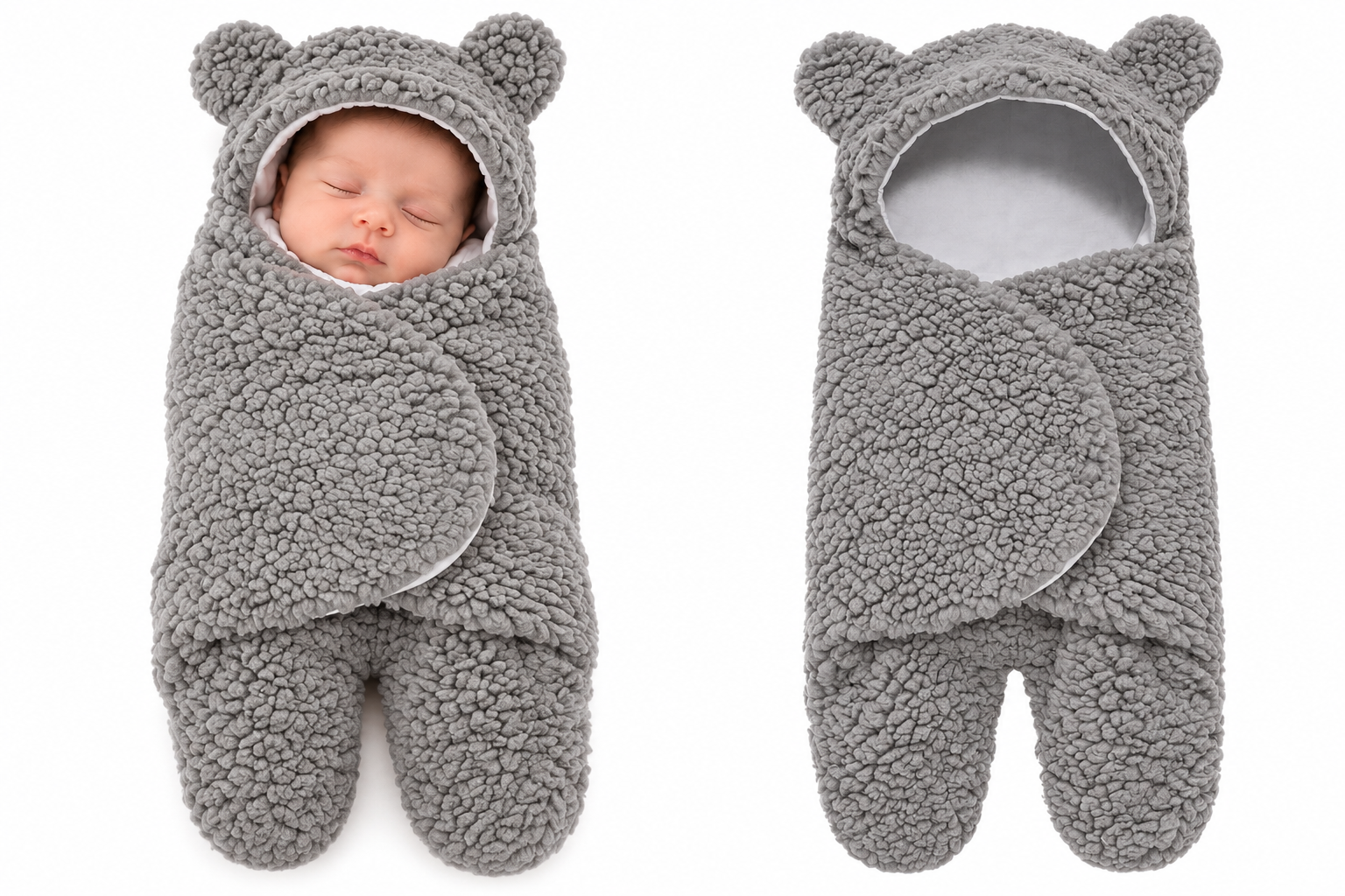Babyslaapzak Teddy Grijs - Fleece Voering - Newborn 50/56