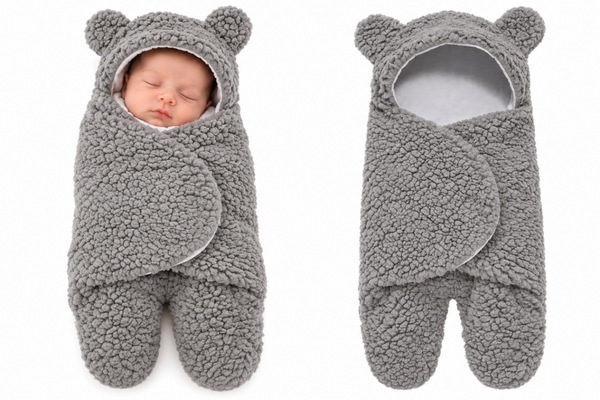 Babyslaapzak Teddy Grijs - Fleece Voering - Newborn 50/56