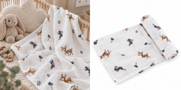 Hydrofiele Doek XL 120x120 cm – Inbakerdoek & Swaddle – Hydrofiel Katoen – Hertje Print – Multifunctionele Babydoek – Kraamcadeau