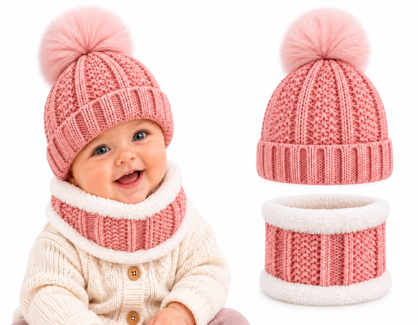 Set muts colsjaal Fleece Baby (4-10 maanden) Roze