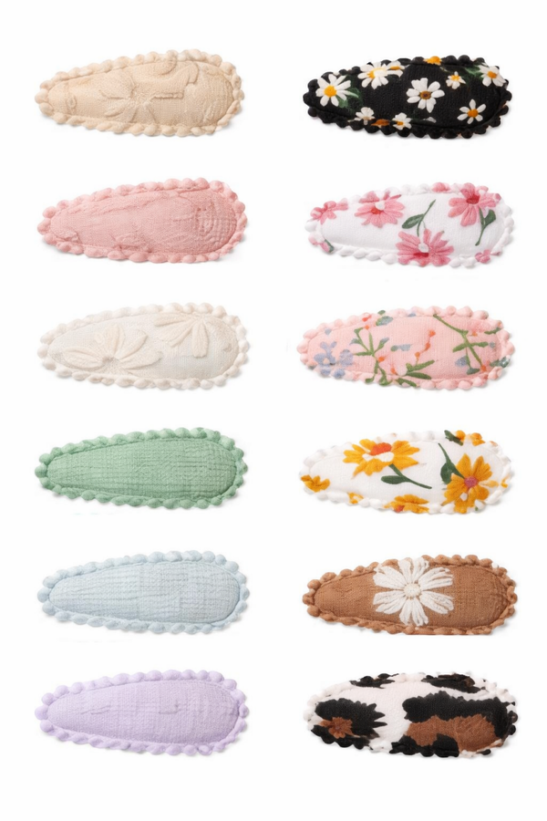 Set van 12 baby haarspeldjes – 3,7 cm – Bloemen & pastel kleuren – 0-2 jaar