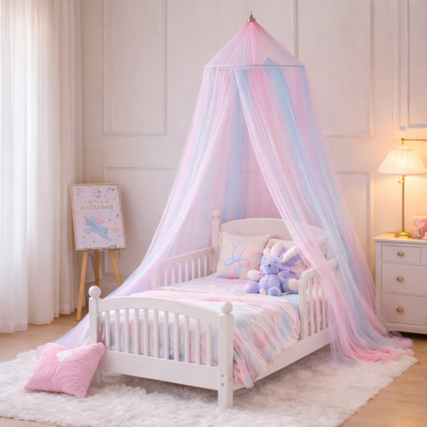 Regenboog Klamboe / Bedhemel voor Kinderbed, Peuterbed en Eenpersoonsbed – Ø60 cm