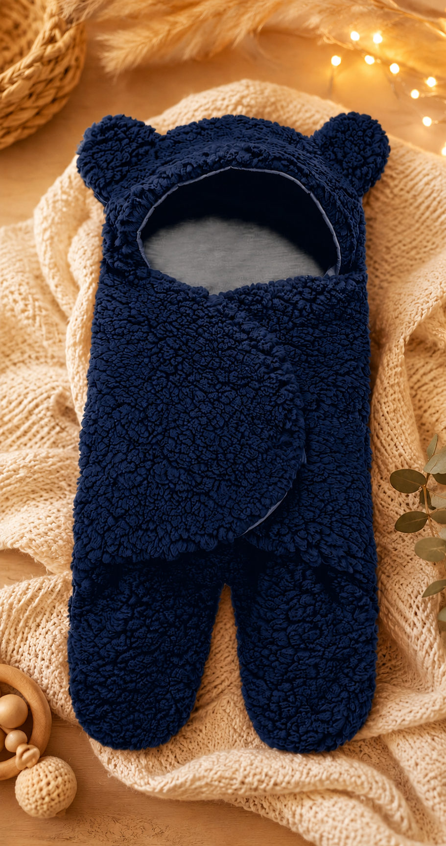 Babyslaapzak Teddy Navy - Fleece Voering - Newborn