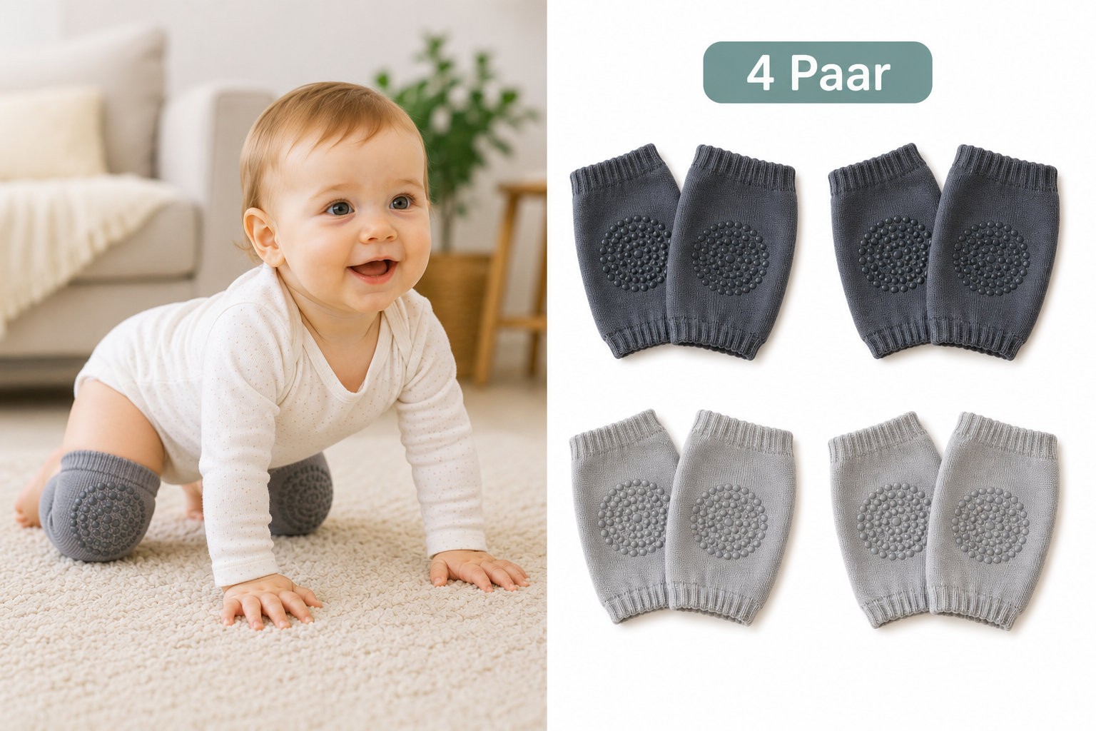 4 paar - Anti-slip knie sokjes - Grijs Donkergrijs