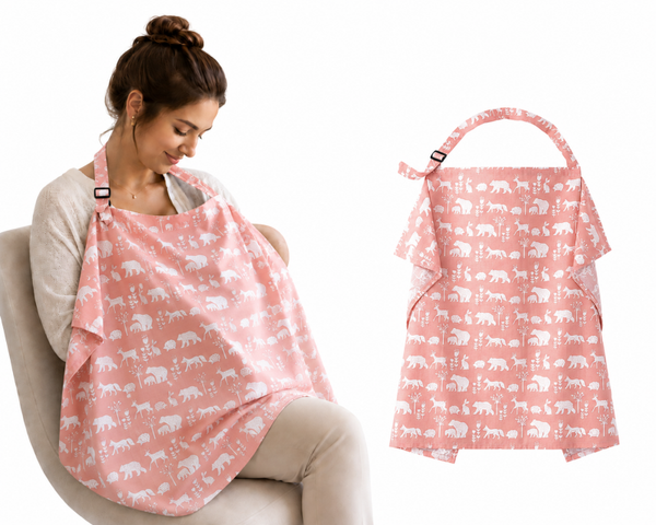 Borstvoedingsdoek – Voedingsdoek Afschermdoek – Roze Diertjes