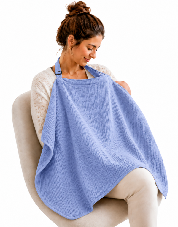 Hydrofiele Borstvoedingsdoek - Voedingsdoek - Afschermdoek - Blauw