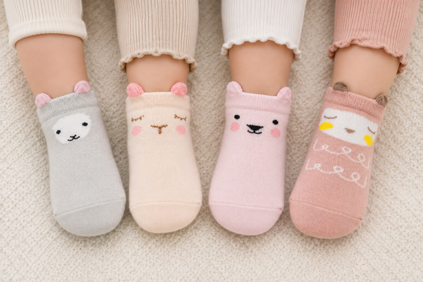 Set 4 paar | Dieren print sok meisjes roze | baby 6-18 maanden