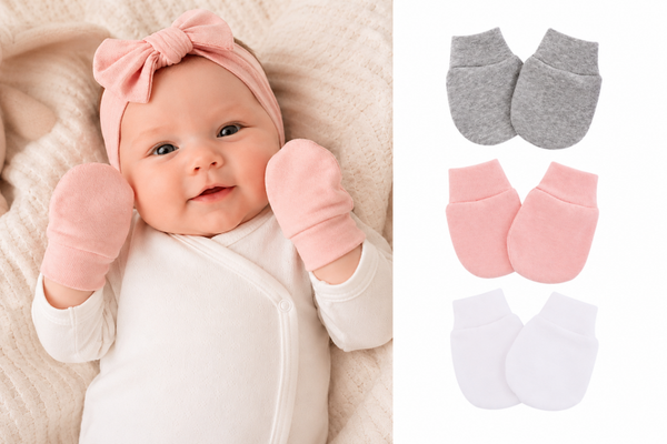 Per 3 Paar – Baby Krabwantjes voor Meisjes – Roze – 0-2 Maanden – Anti Krabwanten Newborn