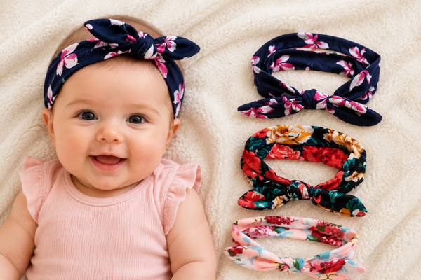 Per set van 3 stuks | Baby - peuter haarbandjes gebloemd 3-18 mnd