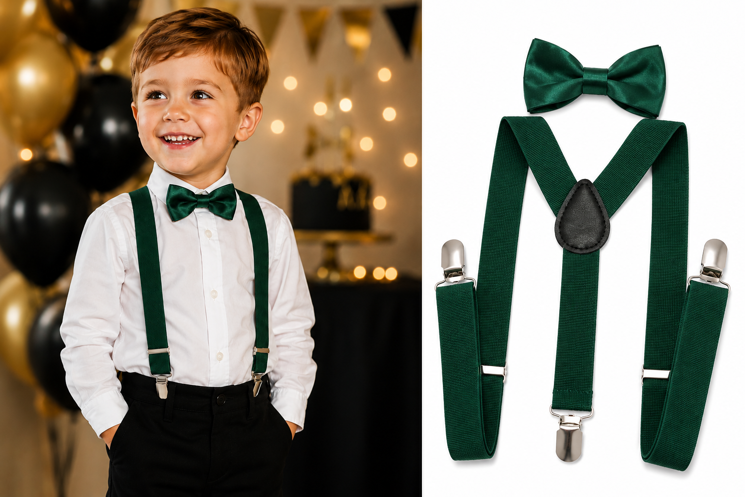 Set kinderbretel en vlinderstrik (1 t/m 5 jaar) - groen - bretels jongen