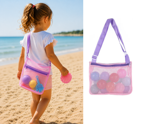 Strandtas Kind (2-8 jaar) - Speelgoed tas met Rits - Roze - 20x25 cm