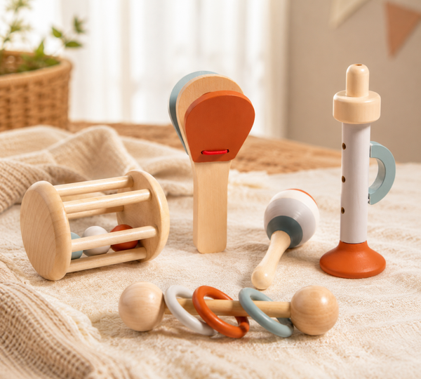 5-delige Houten Muziekinstrumenten Set voor Kinderen – Educatief Speelgoed  - Vanaf 6 maanden