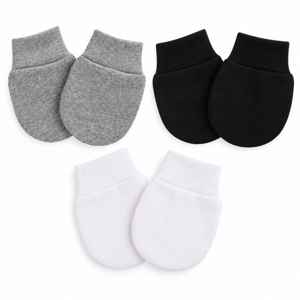 3 Paar Baby Krabwantjes - Zwart Wit Grijs