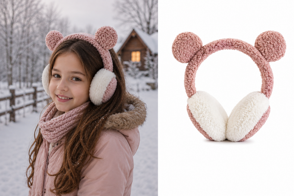 Meisjes Oorwarmer Teddy Beer - Roze - Kind 6 t/m 12 jaar