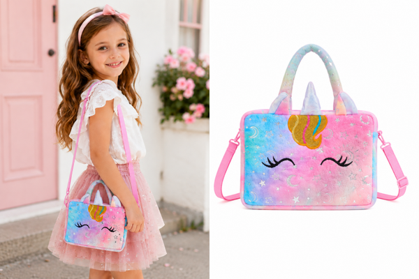 Meisjes Handtas - Schoudertas Blauw Roze - Unicorn