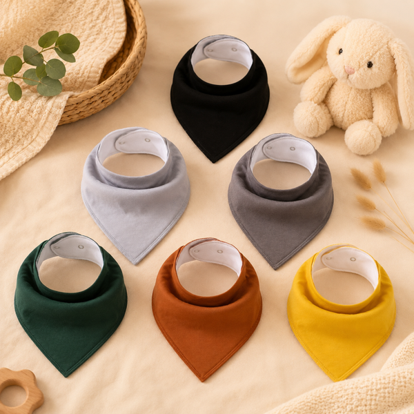 6 Stuks Bandana Slabbetjes met Fleece laag - Bruin Geel