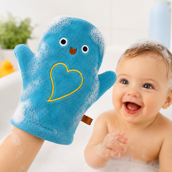 Baby Washandje met Handpop – Zachte Badhandschoen voor Baby & Peuter