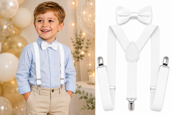 Set kinderbretel en vlinderstrik (1 t/m 5 jaar) | bretels jongen | Wit