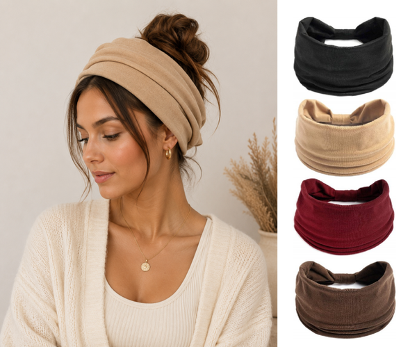 Extra Brede Dames Sport Haarbanden - Rood - Bruin - Beige - Zwart