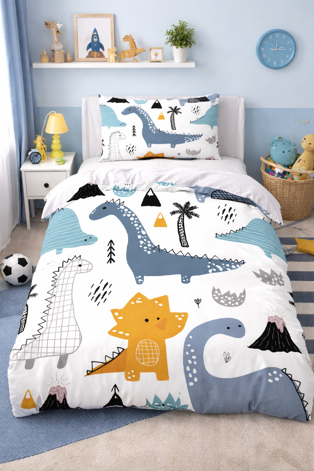 Dinosaurus kinder-dekbedovertrek 1-persoons – 140 × 210 cm