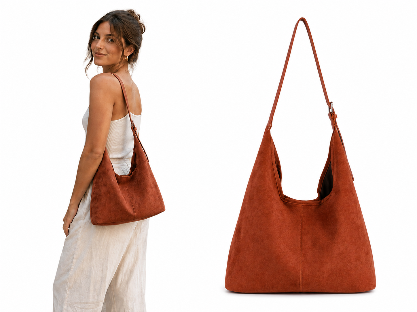 Warm Bruine Suede-look Hobo Tas – Tijdloos, zacht & moeiteloos stijlvol