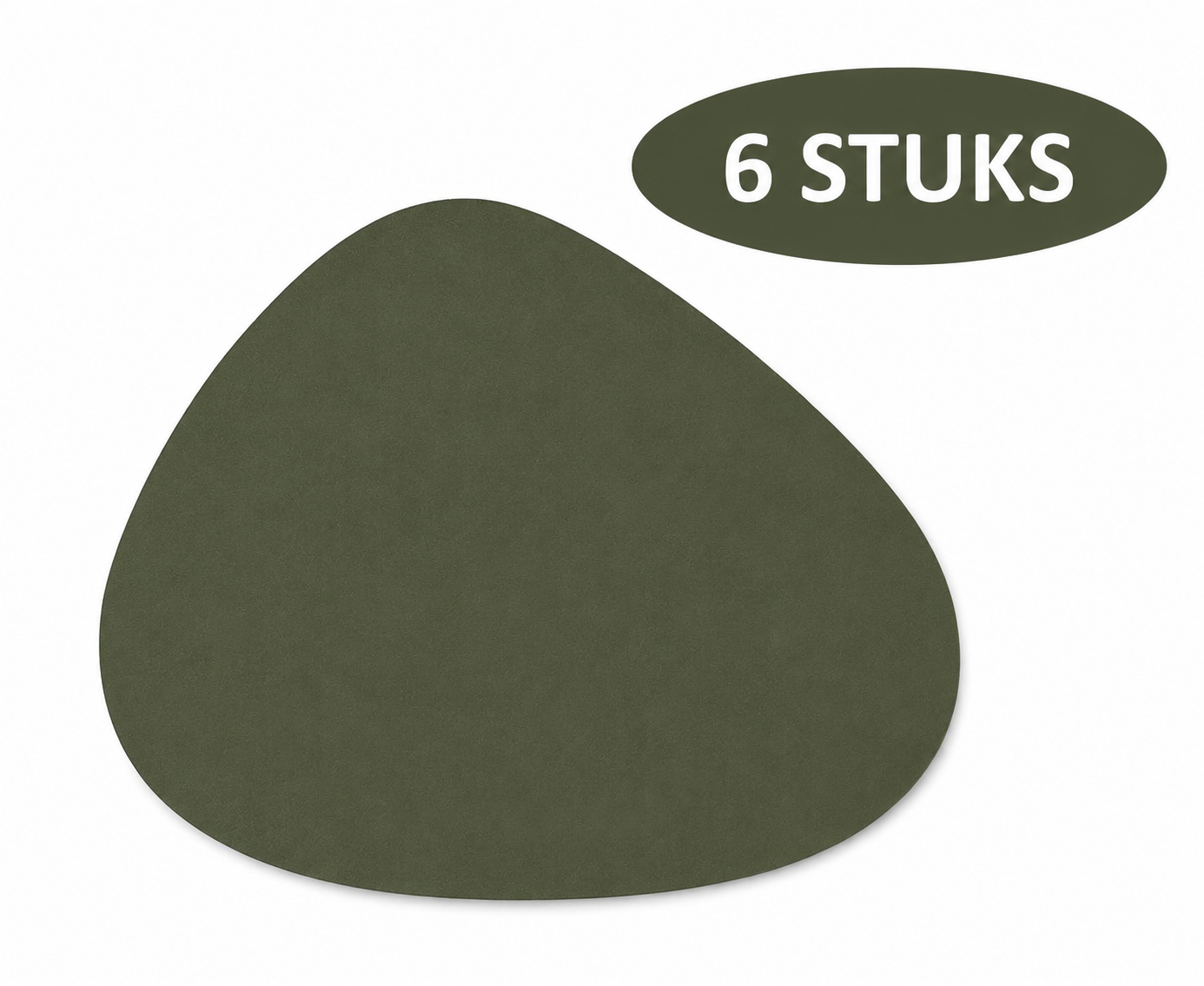 6 Stuks - Placemat Kiezelvorm Donkergroen - Kunstleer - 44x33 cm