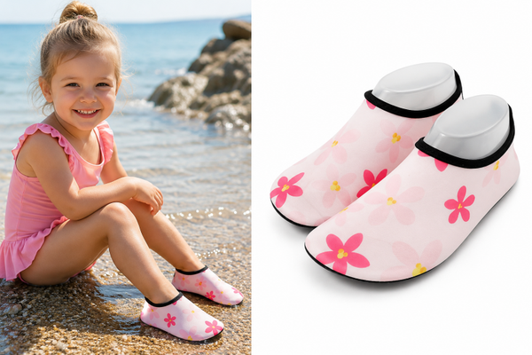 Waterschoenen - Antislip - Roze Bloemetjes - Maat 24-27
