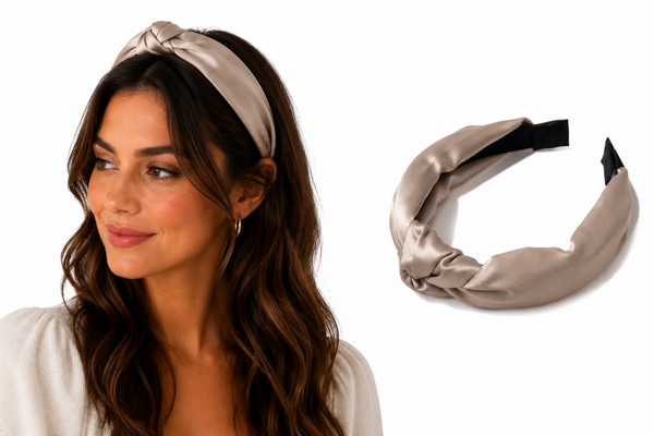 Dames meisjes haarband - beige  - diadeem - glans
