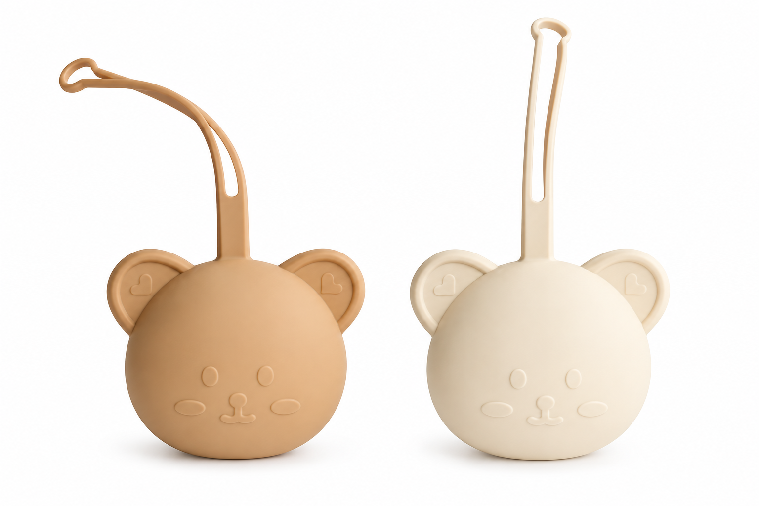 2 Stuks - Siliconen Speenhouder Poezen - Beige  en Bruin - Groter Formaat