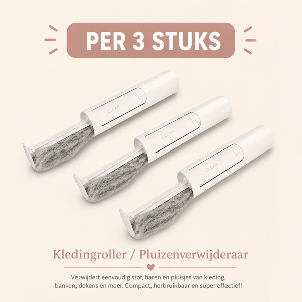 3 Stuks - Herbruikbare Pluizenverwijderaar - Kledingroller - Wit