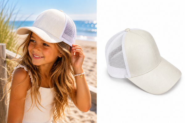 Glitter Meisjes Pet Off-White – Verstelbare Baseball Cap (5-10 jaar)