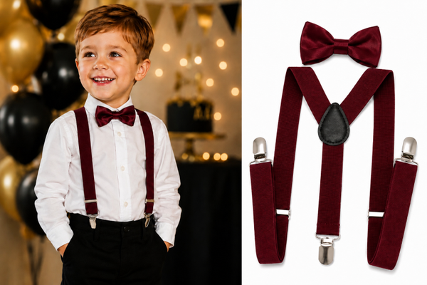 Set kinderbretel en vlinderstrik (1 t/m 5 jaar) - bordeaux rood