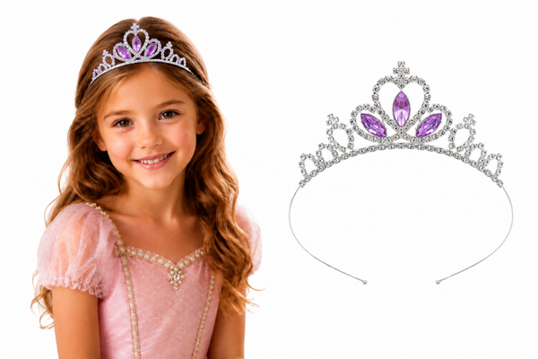 Prinsessen Tiara - Paars Zilverkleurig - Diadeem - kroon meisje kind vanaf 4 jaar