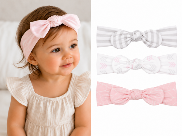 Set van 3 meisjes haarbandjes – peuter 2-5 jaar – roze, strepen & pijltjes