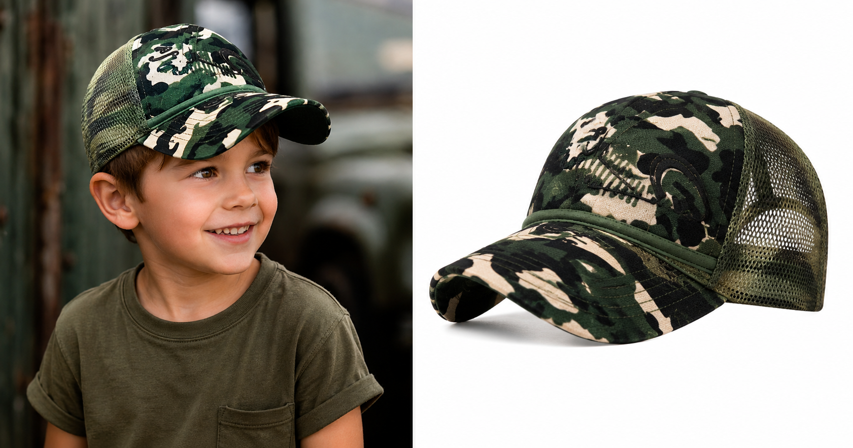 Camouflage pet jongens 3-7 jaar Groen Beige