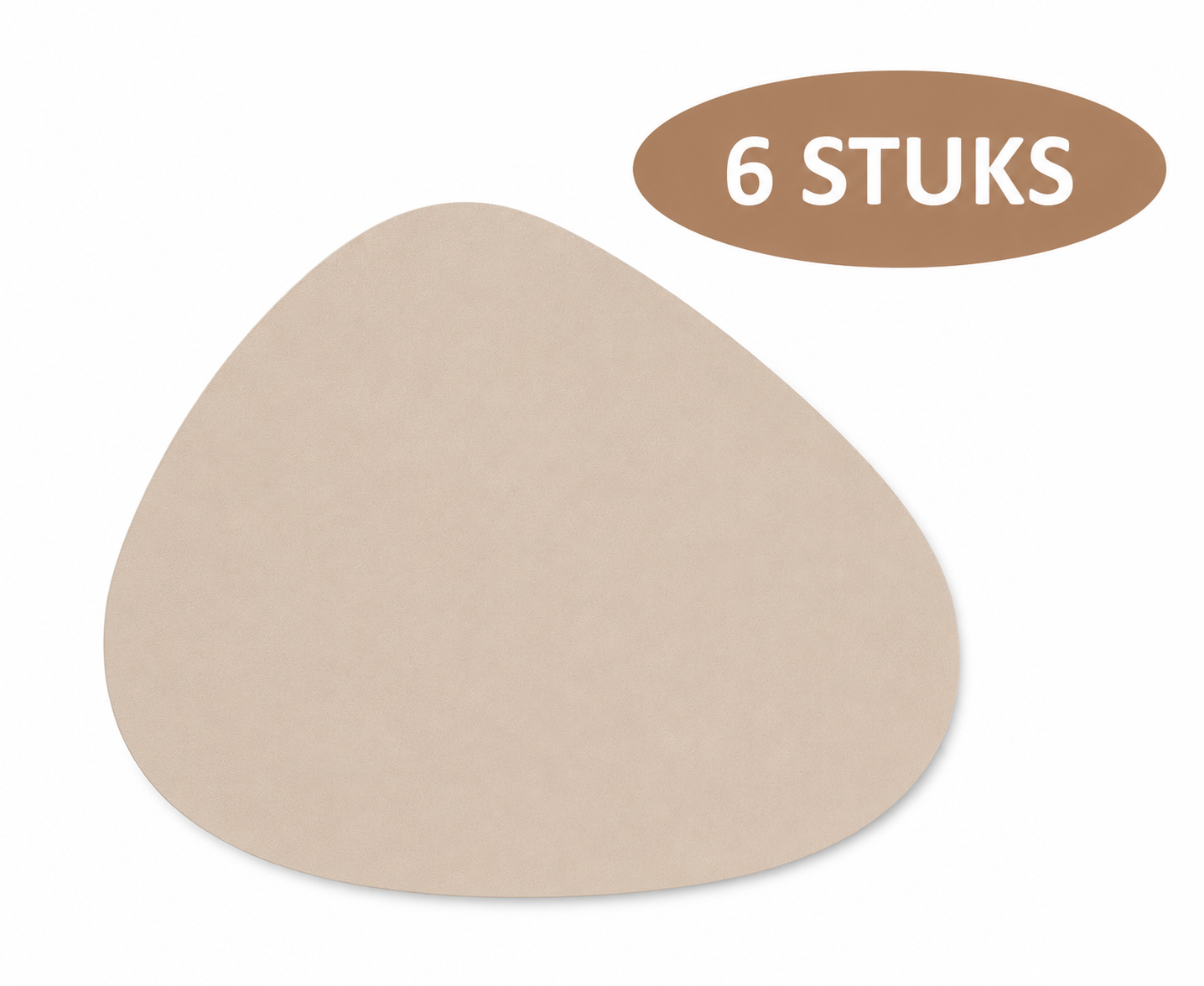 6 Stuks - Placemat Kiezelvorm Beige - Kunstleer - 44x33 cm