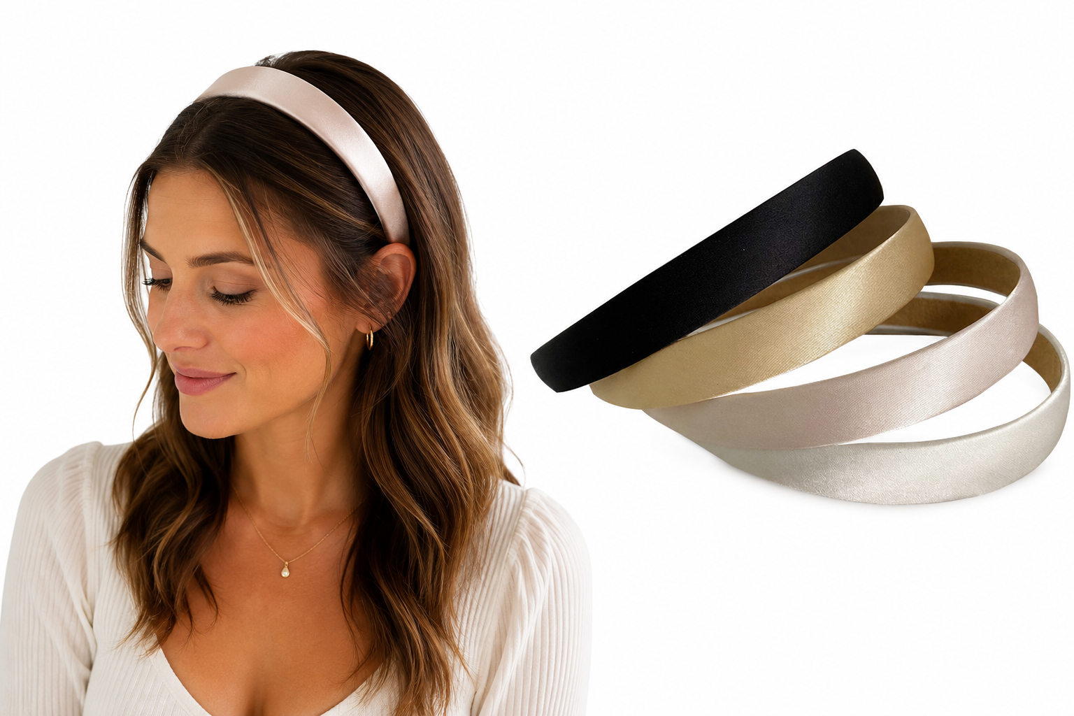 4 Stuks - Dames Diademen - Glans 2 cm - Lichtroze Goud Zilver Zwart