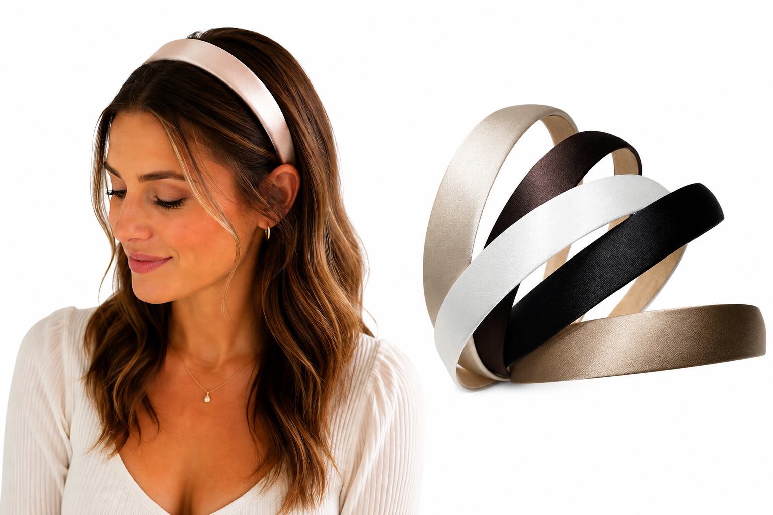 5 Stuks – Dames Diademen Haarband Glanzend – Bruin, Beige, Goud, Zwart & Zilver