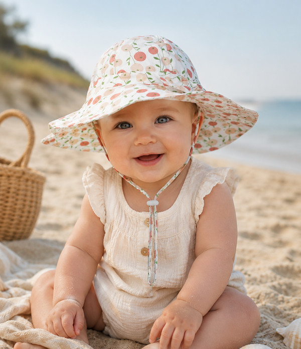 Baby Zonnehoedje met Kersenprint – Maat 48 – UV Beschermend Hoedje voor Meisjes