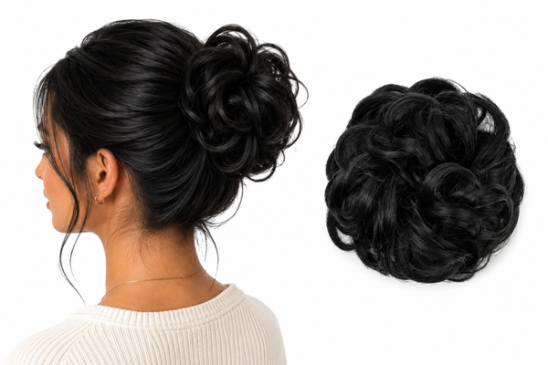 Vals Haar Scrunchie Zwart Effen – Haarextensie Scrunchie / Haarwokkel – Volume Knot & Staart