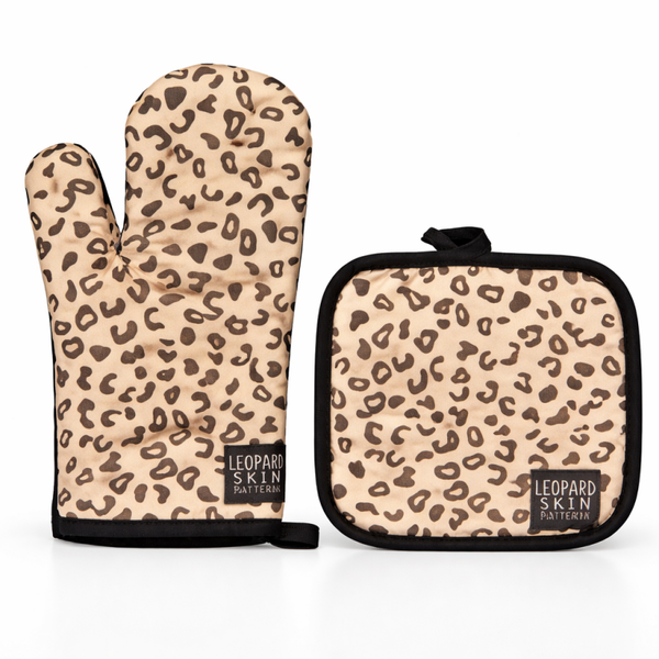 Katoenen Ovenwant & Pannenlap – Luipaard/Panterprint
